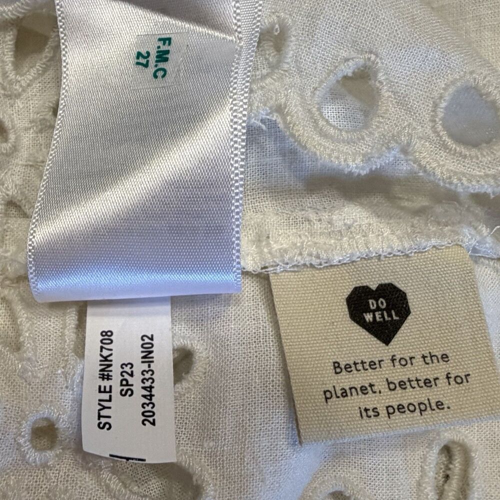Eyelet Blouse Women Plus Size 4X Ivory Madewell Linen Boho Peasant Summer Top - Picture 12 of 13